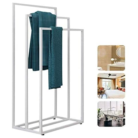 CTEGOOD Towel Holder Freestanding Shelf Modern with 3 Rails, Floor Standing Towel Rail Rack Cover