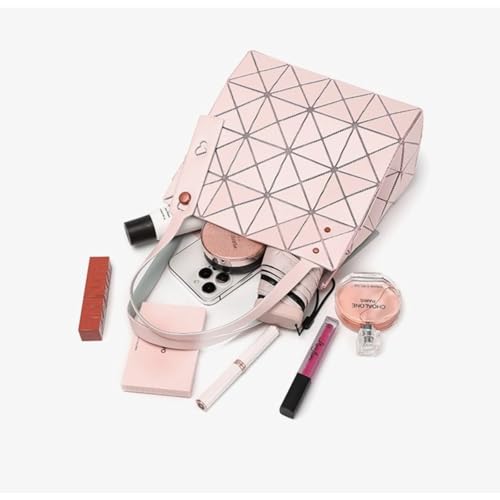Sac cabas d'été en losanges géométriques rose irisé chic - 7