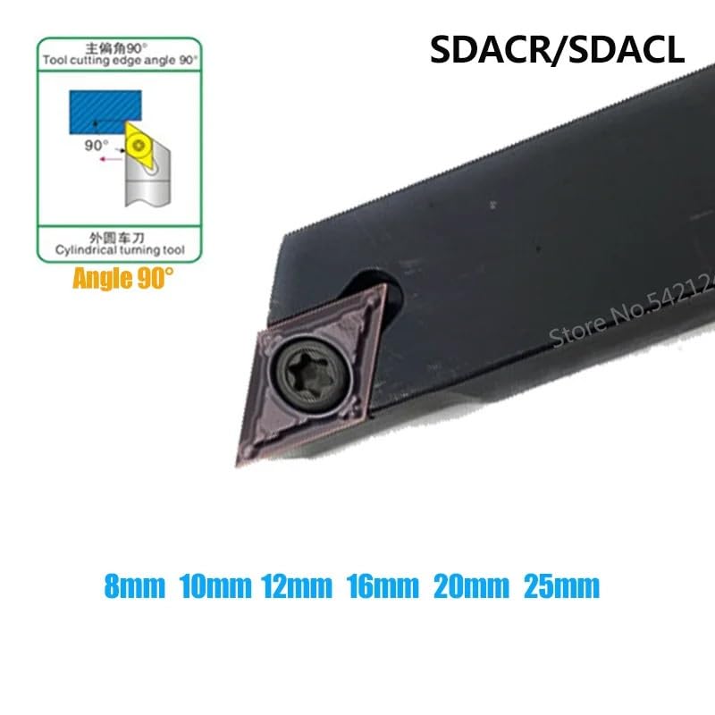 1pc SDACR0808H07 SDACR1010H07 SDACR1212H07 SDACR1616H11 SDACR2020K11 SDACR2525M11 External Turning Tool Holder CNC Lathe Cutter Tool(SDACR1212H07)