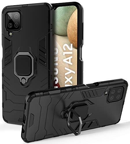 MOONCASE Xiaomi Redmi 9C Case, Dual Layer Hybrid Shockproof Protective Case with Ring Stand & Magnetic Car Mount Function Back Cover for Xiaomi Redmi 9C (Black)