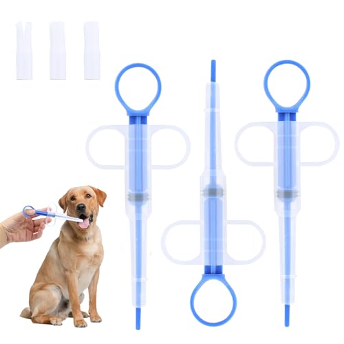 NIRJIK 2 Stück Tabletteneingeber für Katze und Hund, Wiederverwendbarer Pet Pill Pusher mit Weicher Silikonspitze, Sicherer Tablettengeber zur...