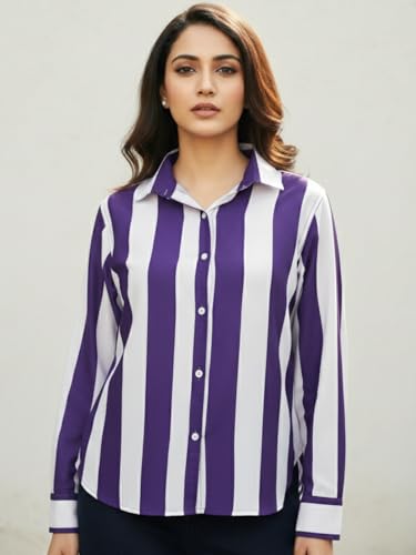 Image of GRECIILOOKS Shirts for Women - Korean Style Long Sleeve Oversized Button Down | Plus Size Workwear Top for Office & Casual Wear