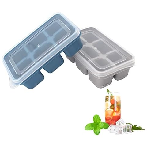 Ice Cube Trays 2 Pack - Mini Size Silicone Ice Cube Molds with Removable Lids Reusable and BPA Free for Whiskey, Cocktail, Stackable Flexible Safe Ice Cubes Cover