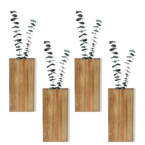 Oairse 4er-Set Wand Pflanzgefäße aus Holz für Trockenblumen,...