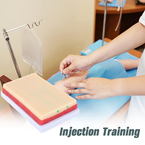 Image of RONTEN 1 Count Silicone Human Skin Model Injection Training Pad, Injection Practice Kit with 2 Veins Imbedded Nurse Student Practice Mat - Ideal for IV Phlebotomy and Blood Draw Training