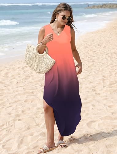 Image of Sampeel Summer Dresses Maxi Dress Vacation Beach Sundresses 2025 with Pockets