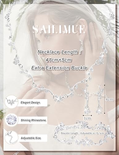 sailimue Wedding Jewelry Sets for Brides Bridesmaid Women Prom jewelry - image 2