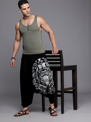 Image of The Veshti Company Printed Harem Pants for Men's Cotton Hippie Style Baggy Boho Yoga Pajama Pant with Pocket