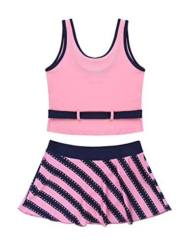 YiZYiF Girls Kids Summer Two Pieces Tankini Racer-Back Tank Tops and Boyshort Swimsuit Swimwear Set