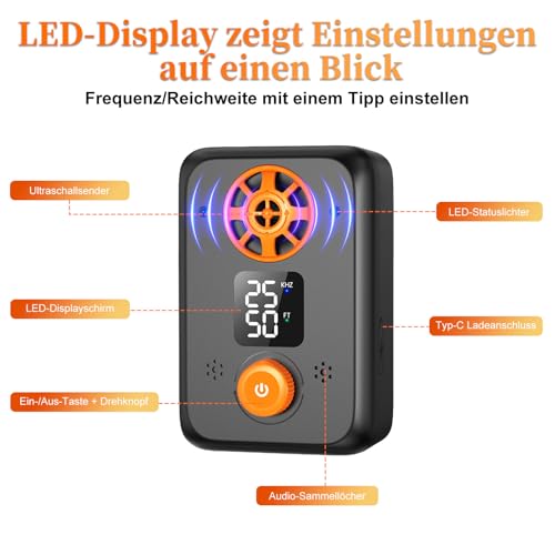 kacylzom Antibell für Hunde - Ultraschall Antibell Gerät für Hunde mit 5 Frequenzstufen 3 Reichweiten 50 Fuß Reichweite Automatischer Anti Bellen Funktion Ultraschall Hundebell Stopper für Innen Außen