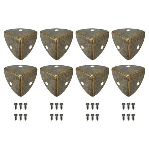 Image of uxcell 8 Pcs Decorative Box Corner Cover, 23mm Metal Edge Guard, Furniture Corner Edges Protector with Screws, Bronze