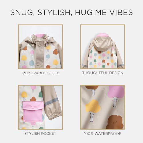 7AM Rain Jacket Kids - Unisex Kids Waterproof Coat with Removable Hood, Quick Dry & Stylish, Fun Prints | Rainwear Collection4