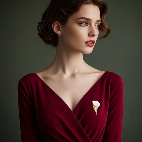 Image of Calla Lily Brooch for Women Enamel Calla Lily Lapel Pins Jewelry Gifts for Mom Wife Elegant Dress Accessories