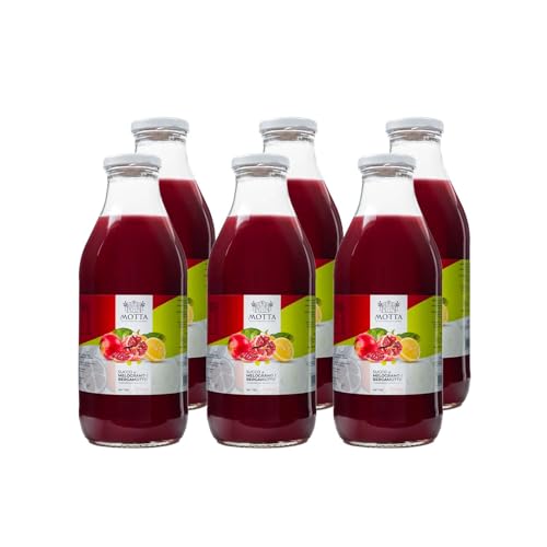 Consorzio Motta - Zumo de granada y bergamota 100% zumo natural sin conservantes, rico en vitaminas, pack de 6 x 750 ml, producto de Calabria