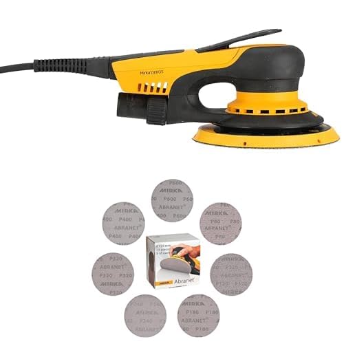 Mirka DEROS II 625 Ponceuse excentrique avec aspiration pour papier abrasif Ø 150mm, course 2,5mm et Abranet Disques abrasifs Ø 150mm autoagrippant, Mix-Pack...