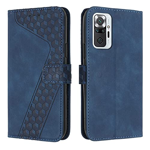 OKZone Cover per Xiaomi Redmi Note 10 Pro/Redmi Note 10 Pro Max, Custodia a Libro in Pelle Protettiva Folio Portafoglio con Chiusura Magnetica e Slot per Carte Wallet Case Flip Cover (Blu)