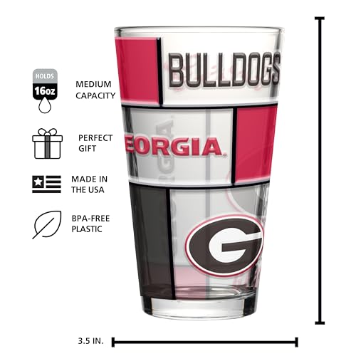 Image of Logo Brands NCAA oz Stained Glass Pint Glass - 3D Embossed Logo & Bold Team Colors - Durable Sports Fan Beer Glass for Home, Bar & Tailgates