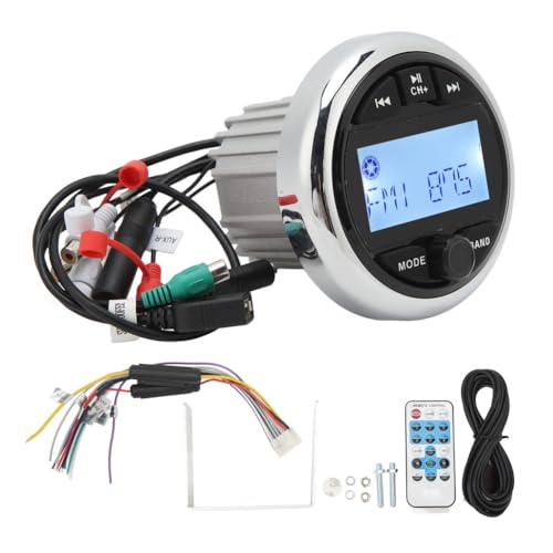 Jasaly Du 12V Reproductor Mp3 Bluetooth Resistente Al Agua Anti Interferencias Estéreo Digital Radio de Audio FM Am para Barcos Marinos RV