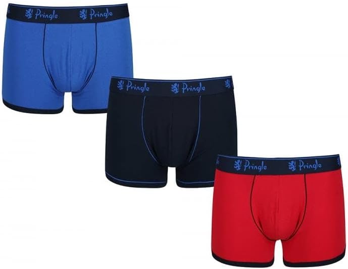 Pringle Of Scotland Underwear Mens 3 pack Trunk Red/navy/blue/L