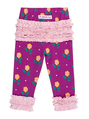 Image of RuffleButts Toddler Girl Merry & Bright Ruffle Leggings - Ankle Leggings | 75% Cotton 23% Spandex 2% Elastane, Breathable Lightweight, Elastic Waistband, Signature Rear Detail To 4T, Machine Washable