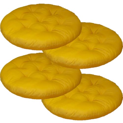 Mozzeilee Ensemble de 2/4/6/8 coussins ronds pour chaise de repas, 40 x 40 cm, pour intérieur et extérieur, respirant, en rotin, pour salon, bureau, jardin, patio (jaune, 4 pièces)