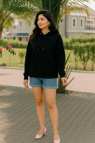 Image of Women Sweatshirt with Hoodies, Hooded Neck Regular Fit Long Sleeve Womens,Solid Hooded Cotton Fleece for Women