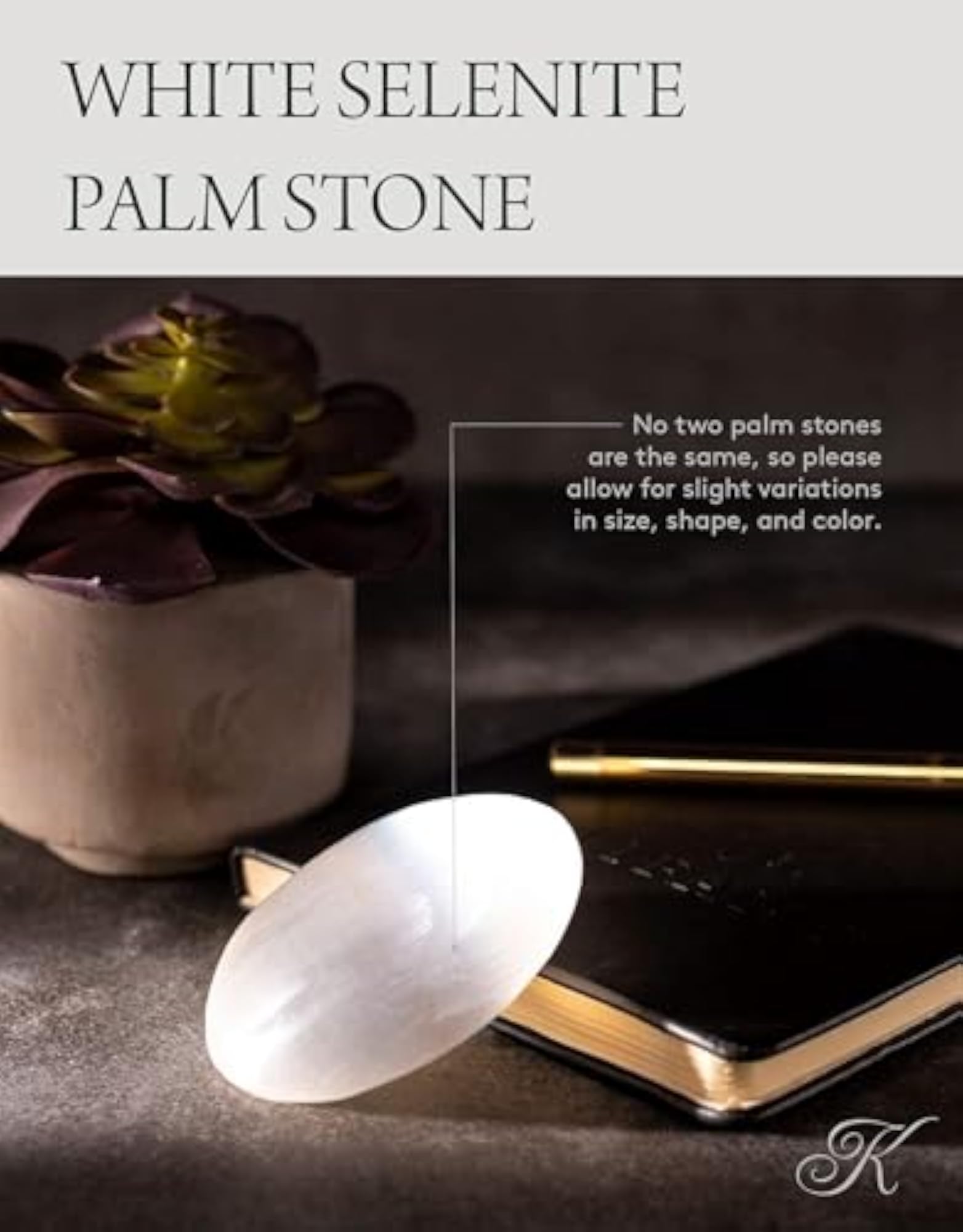Natural Selenite Crystal Palm Stone, Healing Stone