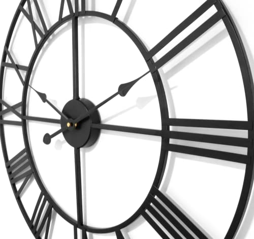Reloj de pared de metal de 60 cm, XXL, reloj de pared europeo vintage con números romanos,...