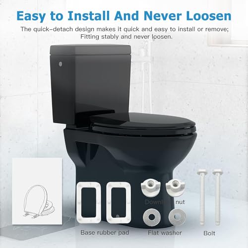 Toilet Seat, Round Toilet Seat Built in Toddler Seat, Potty Training Toilet Seat Round Fits Both Adult and Child, Slow Close and Magnets (Black)