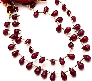 1 Strand Natural Ruby Corundum Faceted Teardrop Briolettes 8 Inch Full Strand 5 * 9MM Approx