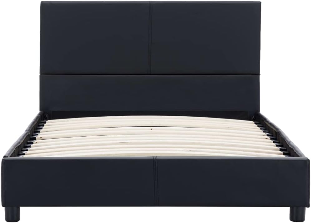 Assembled bed frame without mattress, front view