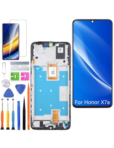 Écran pour Honor X7a avec châssis noir pour réparation de vitre LCD RKY-LX1