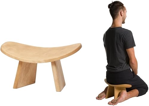 Miniatura 8 de Banco de meditación IKUKO Original, versión portátil con bolsa, asiento ergonómico de madera hecho a mano local, prana yoga, 2 colores, 3 tamaños de