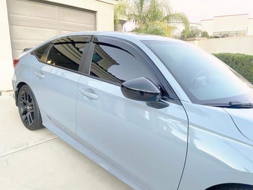 Image of 2022-2026 Tape-On Rain Guards for Honda Civic Sedan Side Window Visor Deflectors Lx Ex Si Hpt Sport Touring Durable Vent Shades 2023 2024 2025