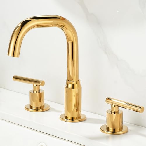 Mezclador de baño de 3 agujeros para lavabos dobles con caño giratorio 360 y mandos de cromo 2