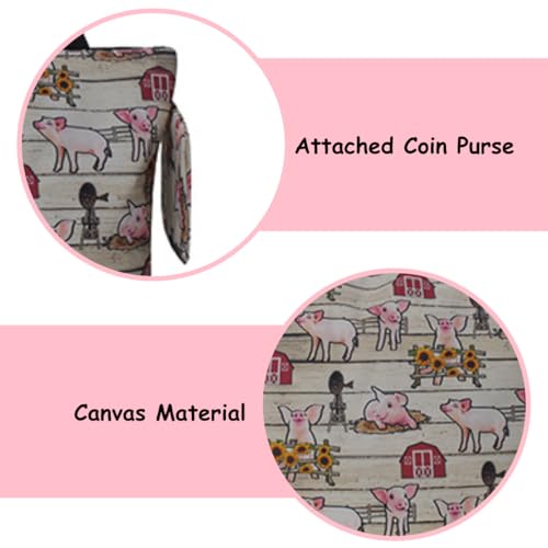 Image of NGIL Medium Top Zipper Closure Canvas Tote Bag with Attached Matching Coin Purse For Moms and Nurses