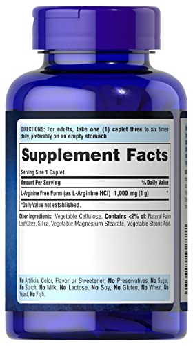 Puritan's Pride L-Arginine 1000Mcg , 100 Count (Pack Of 2) , Total 200 #TOP2
