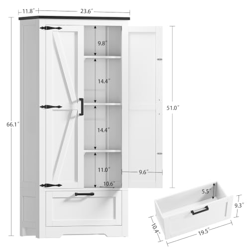 Image of TEENFON Storage Cabinet with Doors & Adjustable Shelf