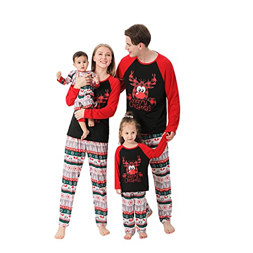 Pijamas de Navidad a juego para la familia, pijamas de elfo navideños, juego de pijama de Navidad familiar a juego, ropa de dormir impresa de elfo de Navidad para mamá papá y niños, mujer, XL
