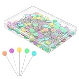 Sorcristy 200 Stück Stecknadeln mit Kopf Groß Stecknadeln Nähen Nähen Zubehör Mehrfarbige Blumenkopf Lang Kunststoff Pins für DIY Handwerk Basteln