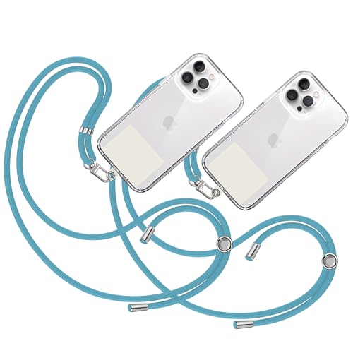 TBOC 2X Cordón Correa Cuerda Universal [Turquesa] Colgar Funda Teléfono Móvil en Cuello - Cinta Cadena Colgante Parche [Blanco Ice] de Plástico - Colgador Lanyard Enganche Móviles Llaves Accesorios