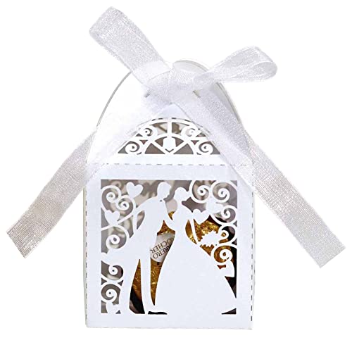 URFEDA 50pcs Boîtes à Dragées de Mariage Couple Design Découpées Au Laser Boîte Cadeau...
