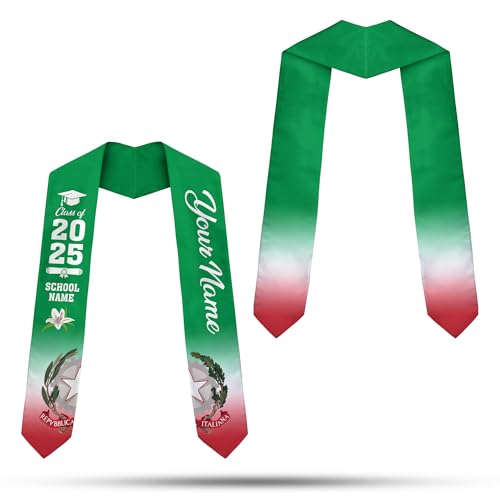 Mostefy Personalized Italian Graduation Stole 2025, Italia Sash, Italian Flag Stole, Sash for Graduation's Day Gift2