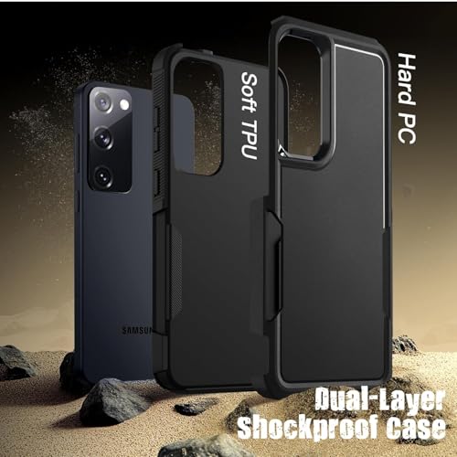 Image of KARWAN Shockproof Back Case Cover Compatible with Samsung Galaxy S20 FE, Heavy Duty Case with 360 Degree Camera Protection, Dual Layer Rugged Bumper Protection Cover with Matte Finish (Black)