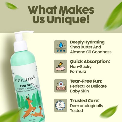 Image of o Mumsie - curated for Devoted Mamas Pure Bliss Natural Baby Body Lotion - Moisturizing & Soothing,Gentle Formula for Sensitive Skin,Hypoallergenic,Paraben-Free,250ml - Ideal for Newborns & Toddlers