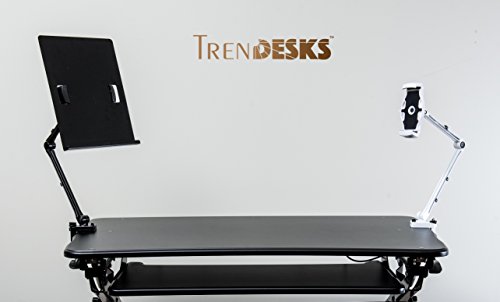 TrenDesks Document Copy Holder and Tablet/Cellphone Holder 2-in-1 (Black), Full Motion, Pull to Adjust Height, Angle and Direction - Thumbnail 6