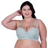 Sutiã Plus Size Bojão Tiras Terra e Mar Soutien Reforçado Strappy (BR, Numérico, 46, Plus Size, VERDE)
