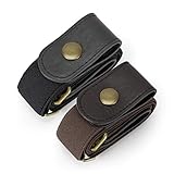 WHIPPY 2 Pack Buckle Free Comfortable Elastic Belt for Women or Men, Buckle-less No Bulge No Hassle Invisible Belts (Black Coffee, Fit Pants Size 32-48 Inches)
