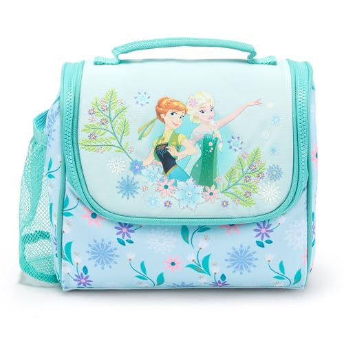 Disney Store Official Frozen Insulated Lunch Box For Kids With Side Mesh Pocket Water Resistant Design Backpack Attachment Snaps Interior Name Label Disney Screen Art Featuring Anna & Elsa