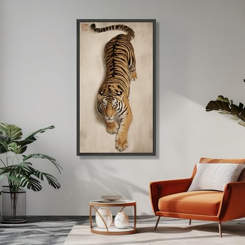 Tableau sur toile tigre au salon pour une décoration murale exotique